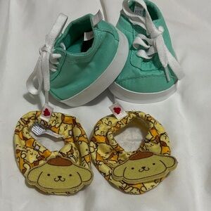 Build-A-Bear Mint Green sneakers and Pompompurin slippers